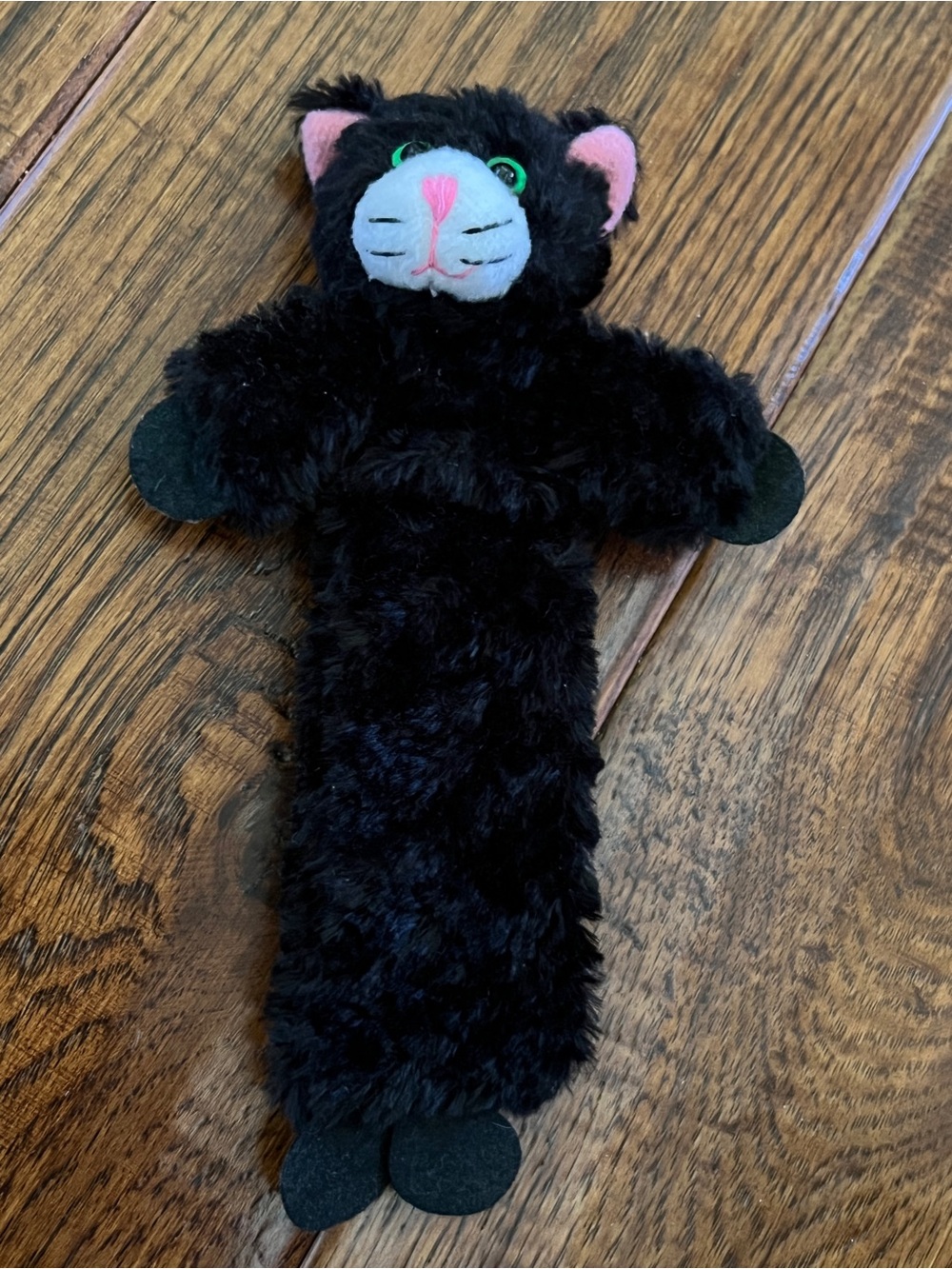 Russ Black Cat Plush Bookmark with Pink Ears & Green Eyes